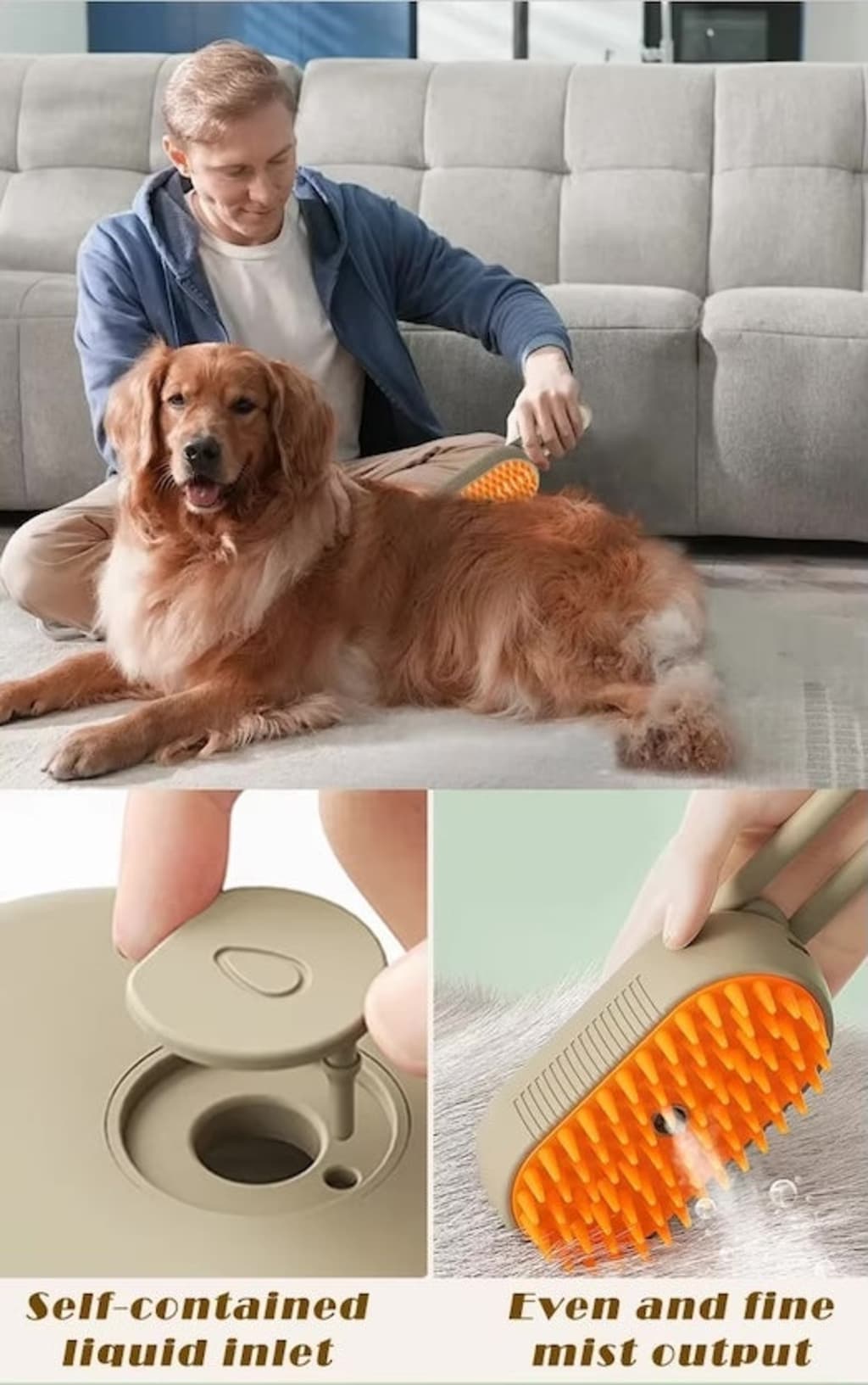 SteamGroom Pro™ 3-in-1 Pet Grooming Brush
